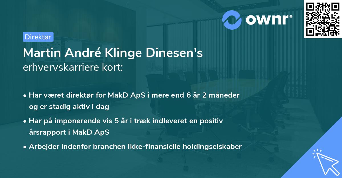 Martin André Klinge Dinesen's erhvervskarriere kort