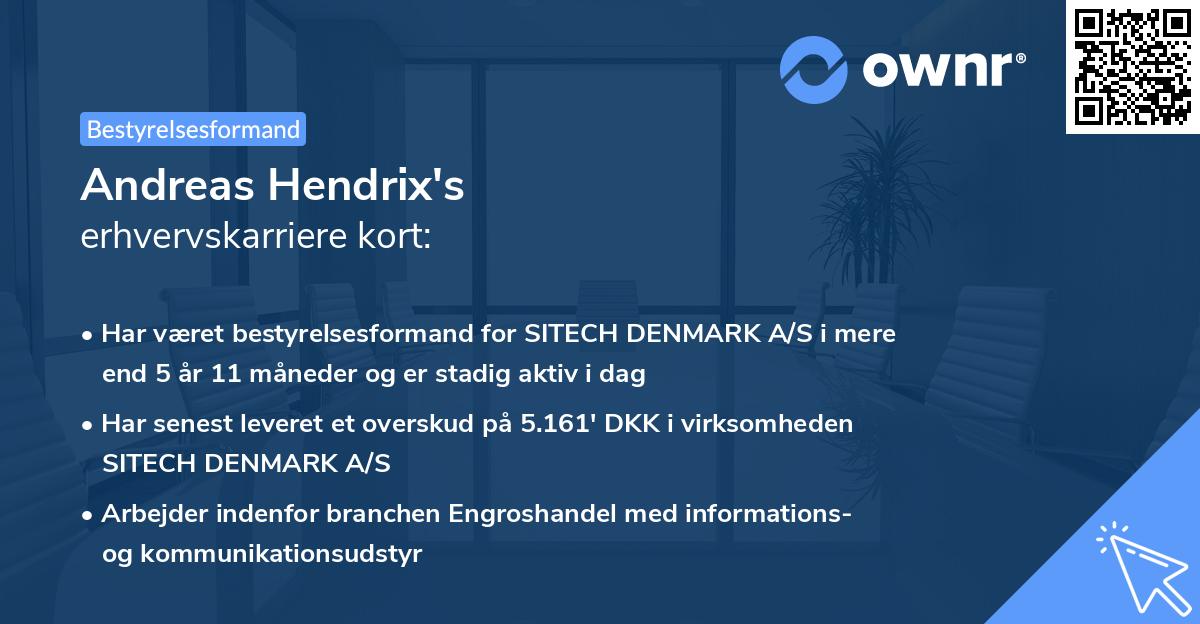 Andreas Hendrix's erhvervskarriere kort