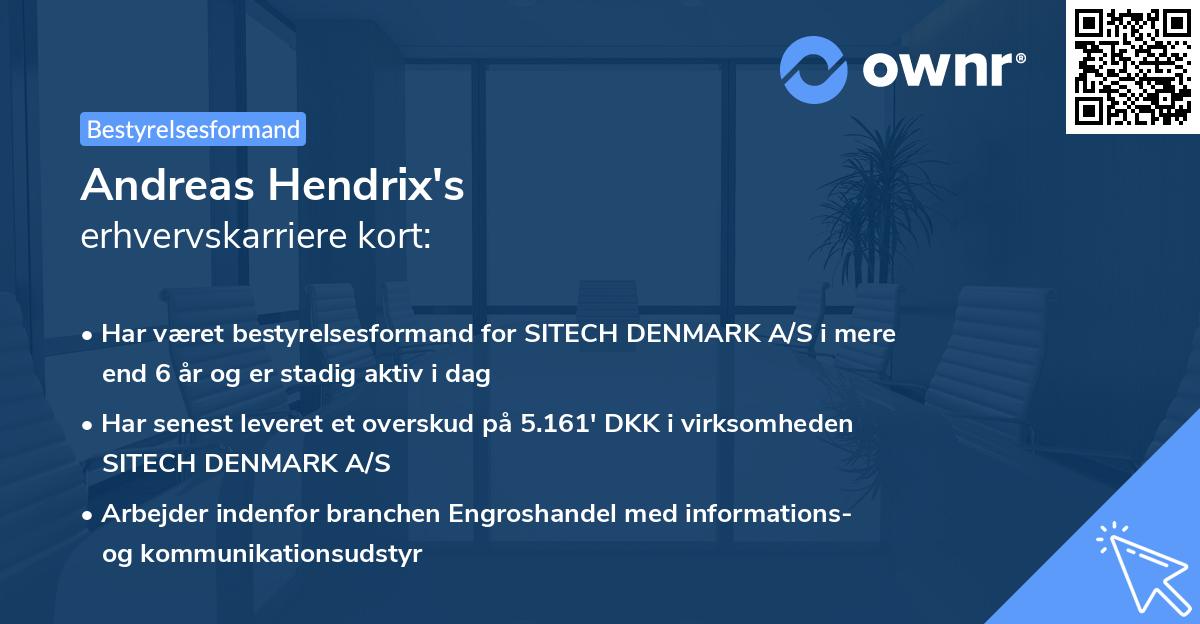 Andreas Hendrix's erhvervskarriere kort