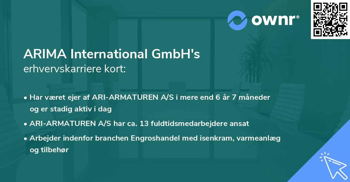 ARIMA International GmbH's erhvervskarriere kort