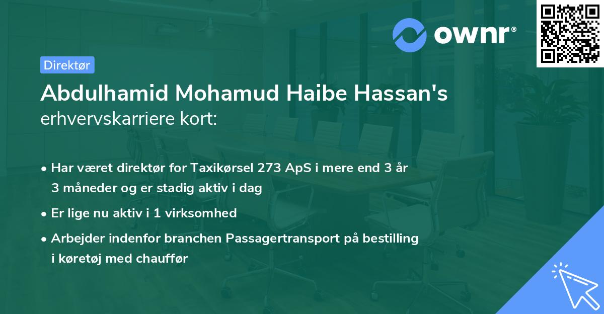 Abdulhamid Mohamud Haibe Hassan's erhvervskarriere kort