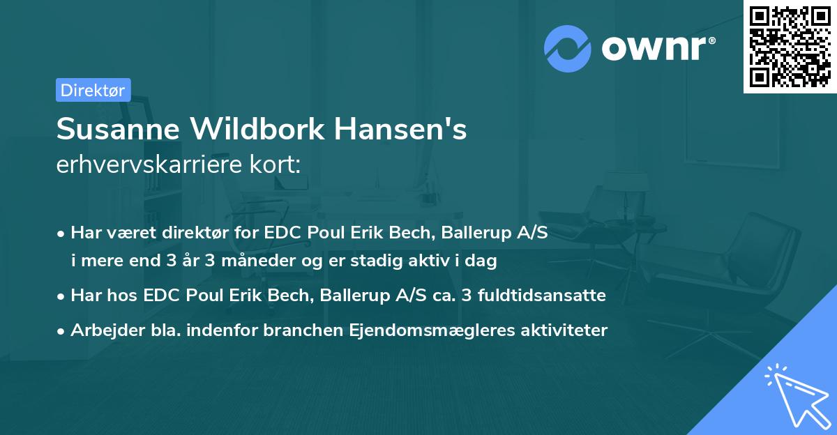 Susanne Wildbork Hansen's erhvervskarriere kort
