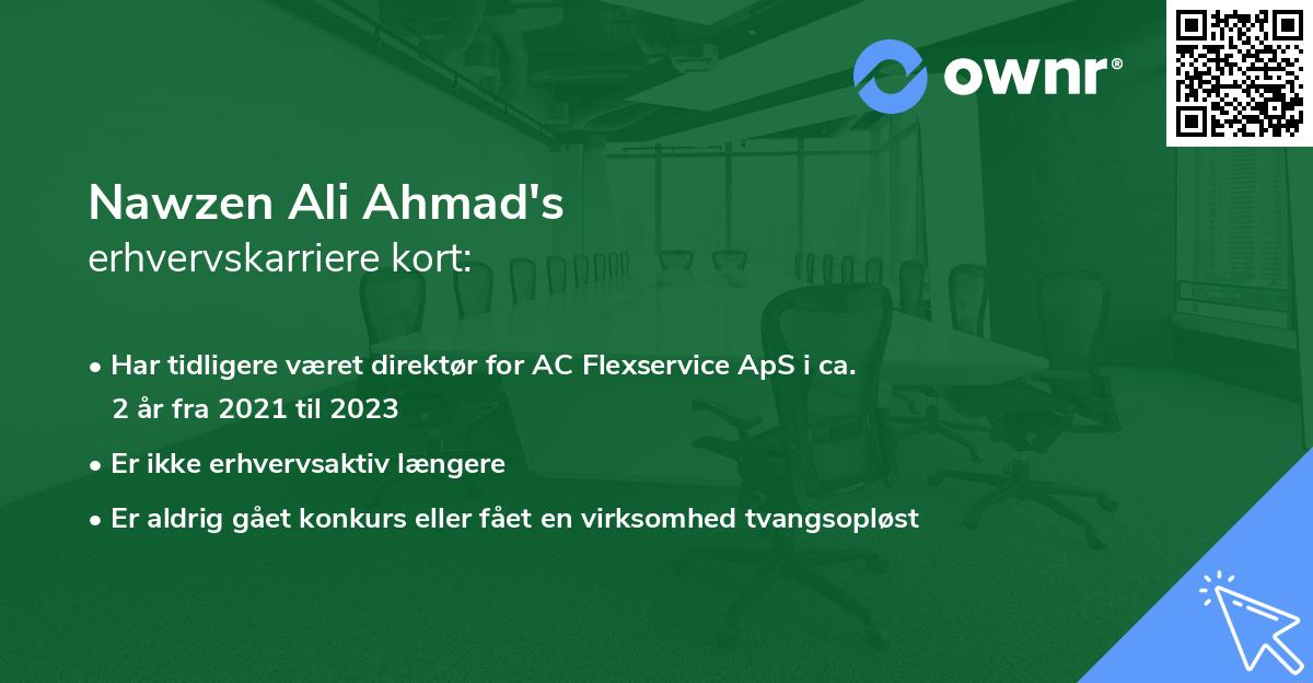 Nawzen Ali Ahmad's erhvervskarriere kort