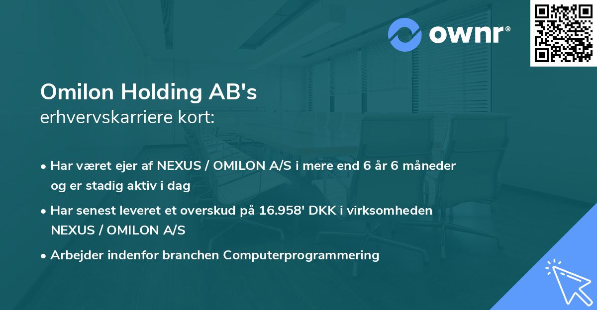 Omilon Holding AB's erhvervskarriere kort