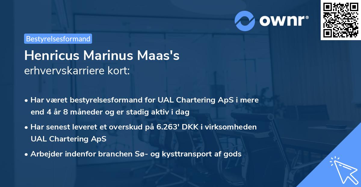 Henricus Marinus Maas's erhvervskarriere kort