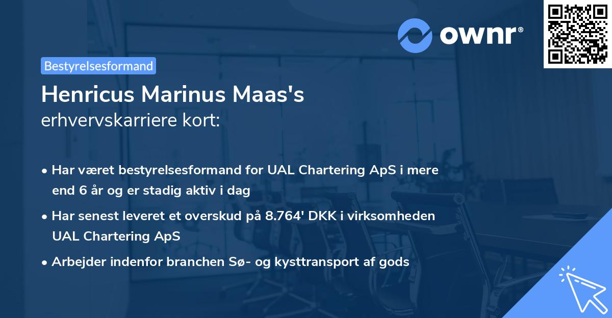 Henricus Marinus Maas's erhvervskarriere kort