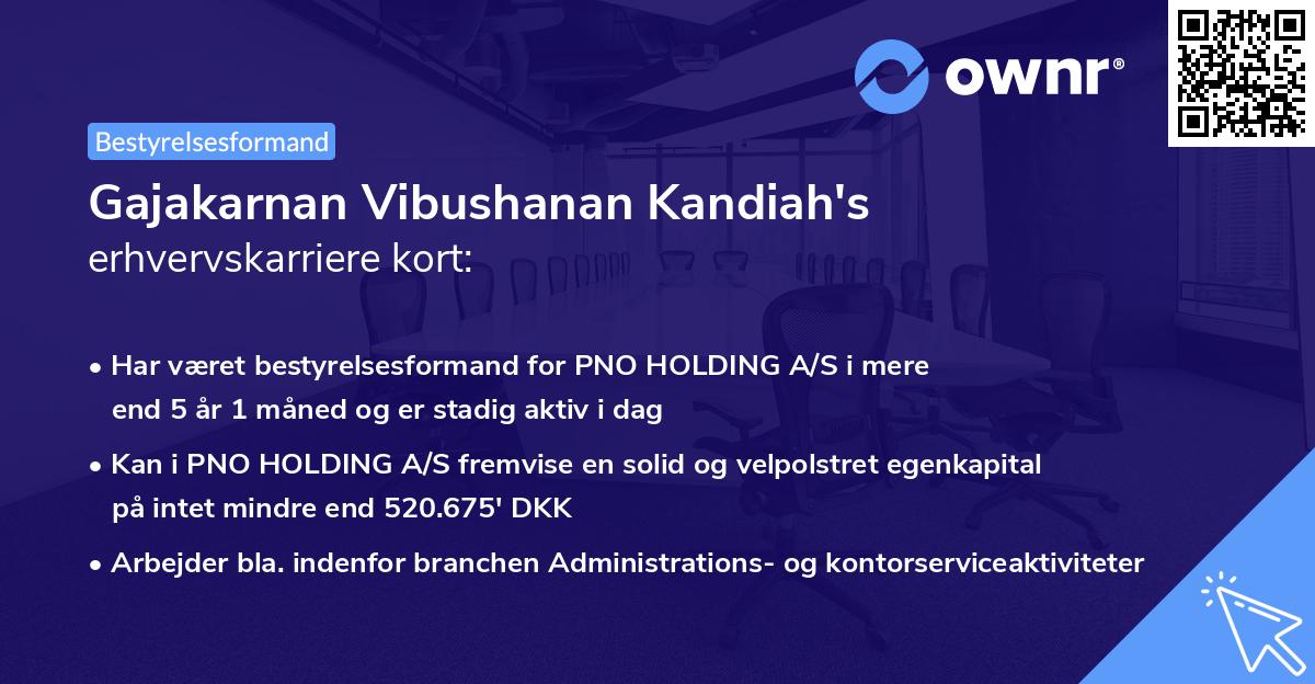 Gajakarnan Vibushanan Kandiah's erhvervskarriere kort