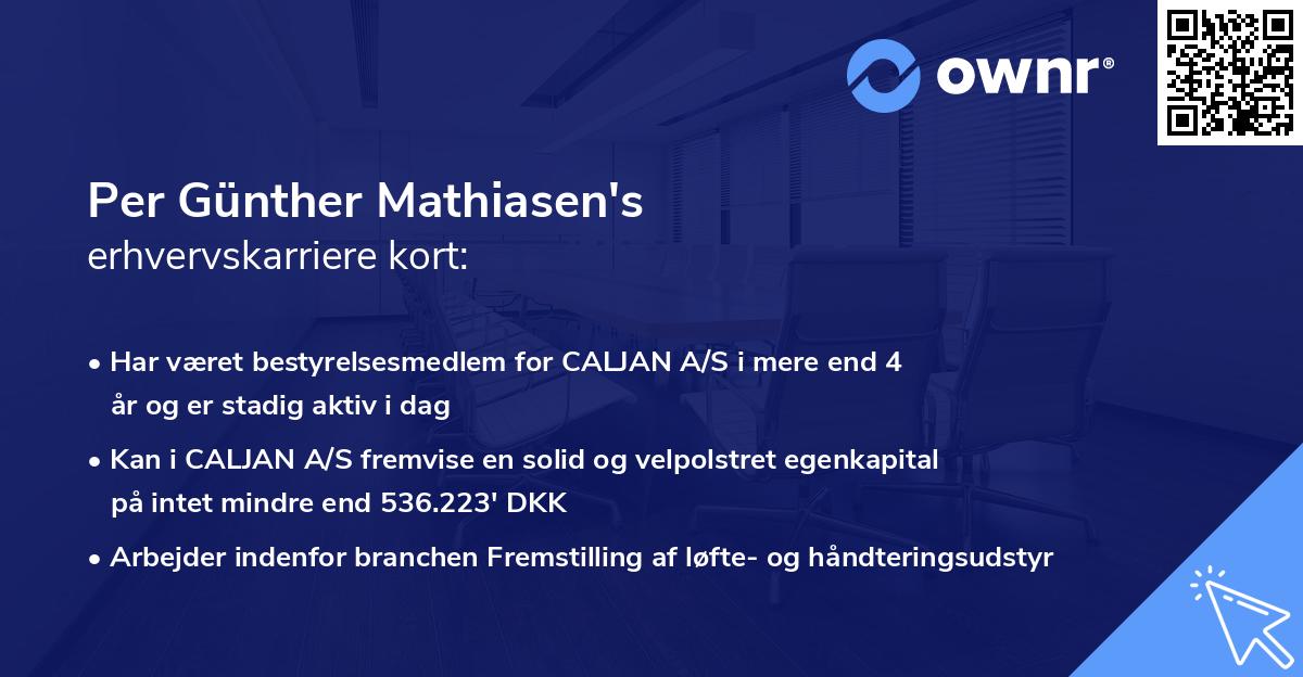 Per Günther Mathiasen's erhvervskarriere kort