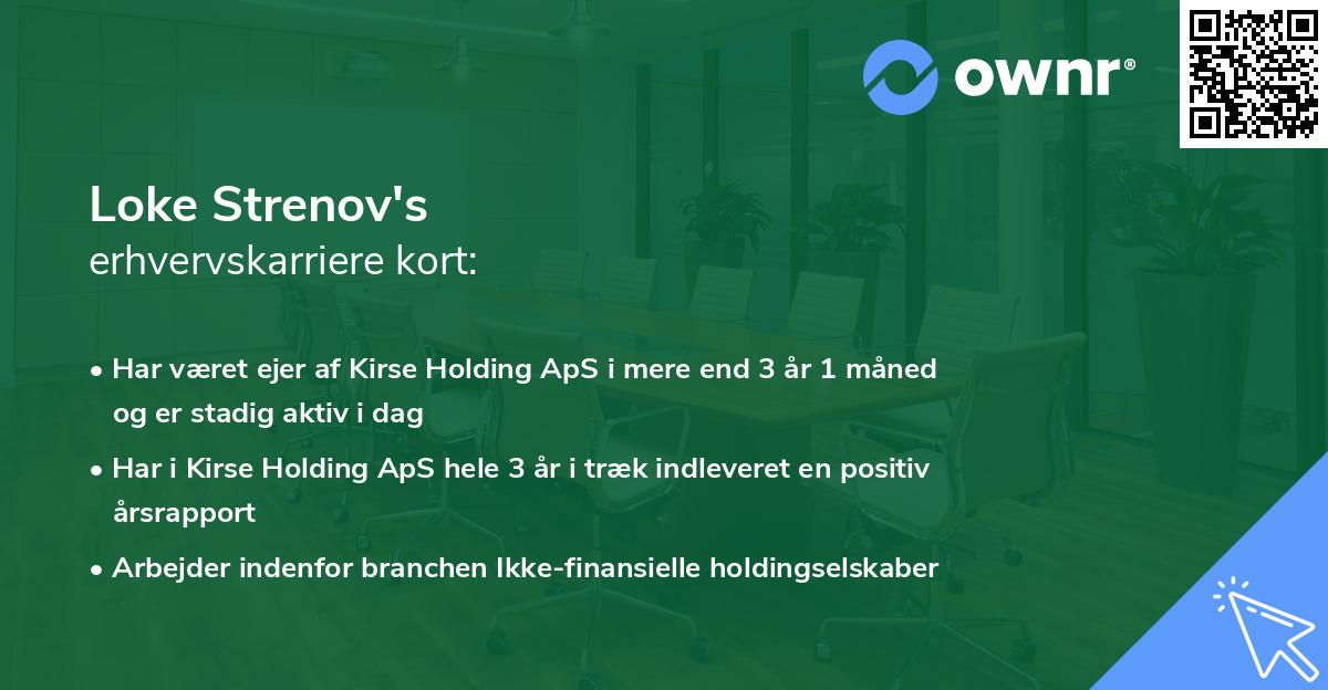 Loke Strenov's erhvervskarriere kort