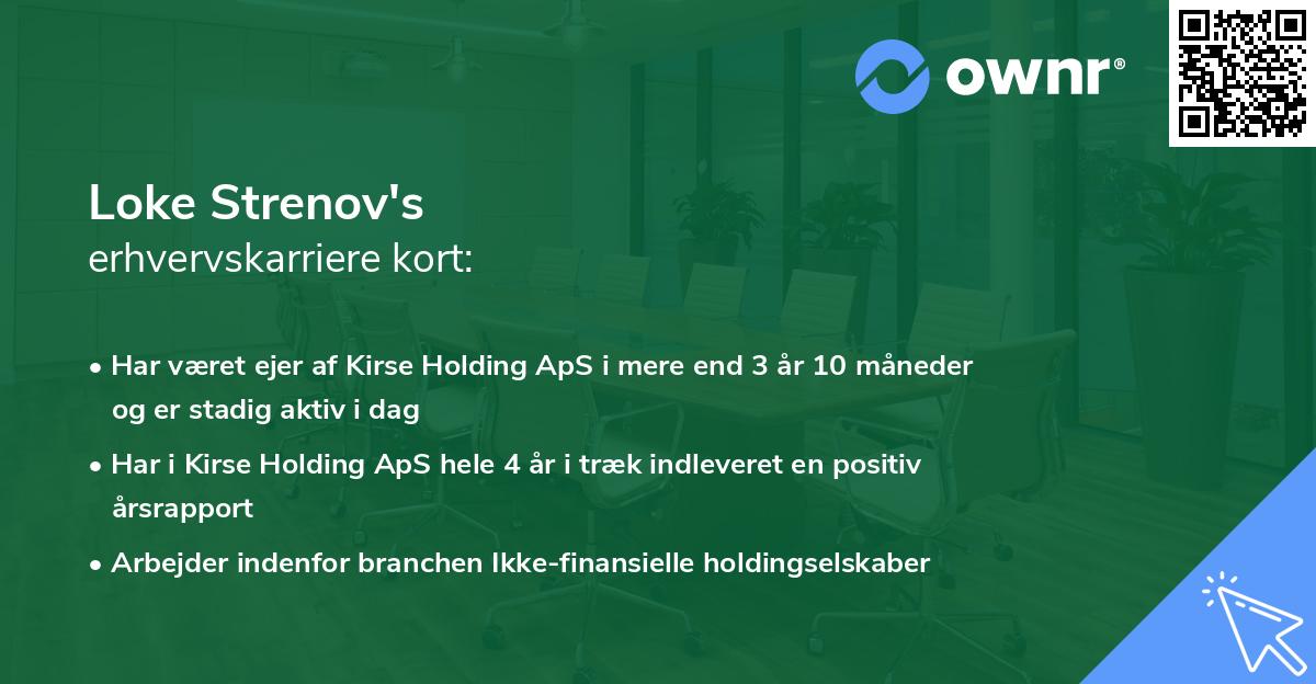 Loke Strenov's erhvervskarriere kort