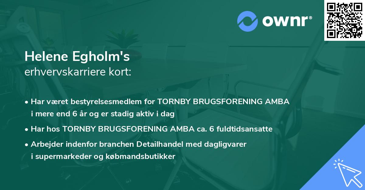Helene Egholm's erhvervskarriere kort