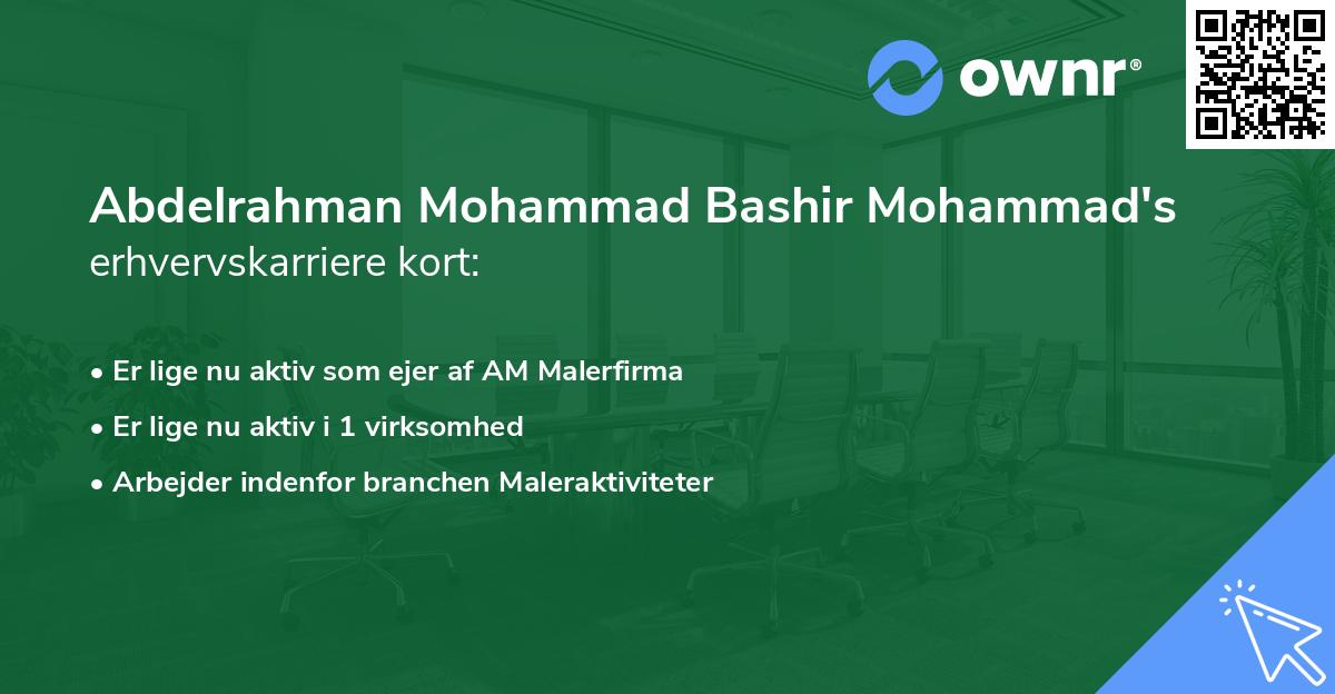 Abdelrahman Mohammad Bashir Mohammad's erhvervskarriere kort