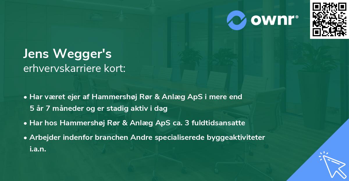 Jens Wegger's erhvervskarriere kort