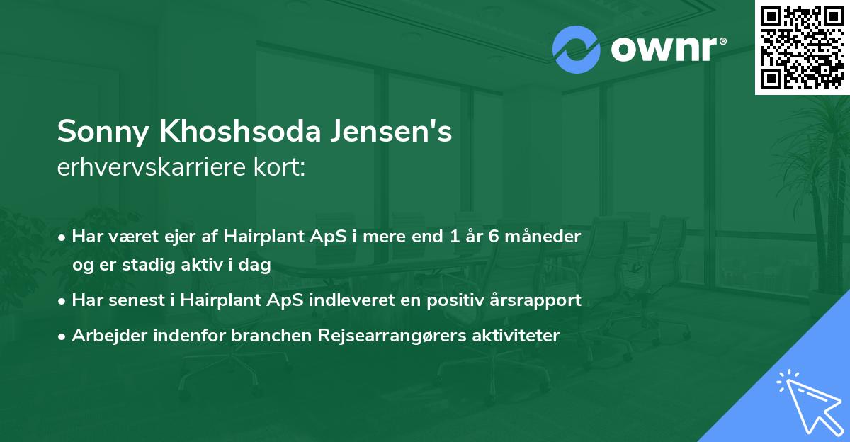 Sonny Khoshsoda Jensen's erhvervskarriere kort