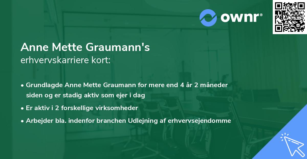 Anne Mette Graumann's erhvervskarriere kort