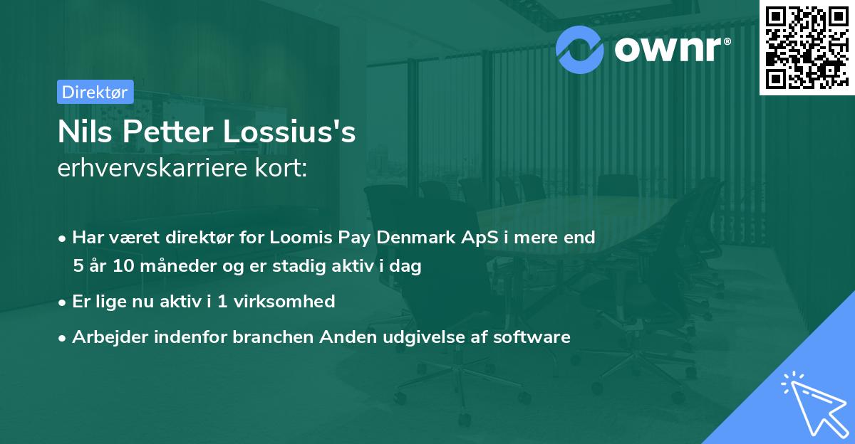 Nils Petter Lossius's erhvervskarriere kort