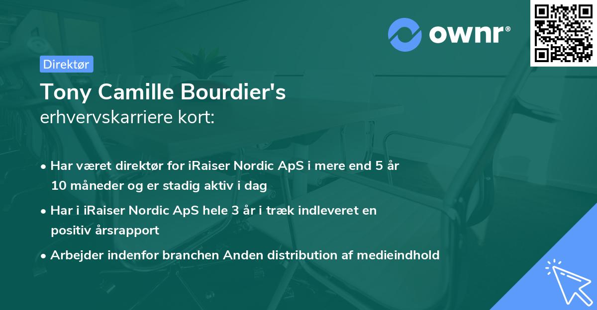 Tony Camille Bourdier's erhvervskarriere kort