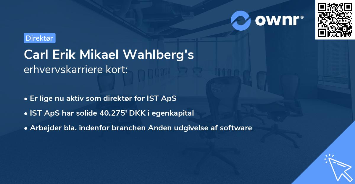 Carl Erik Mikael Wahlberg's erhvervskarriere kort