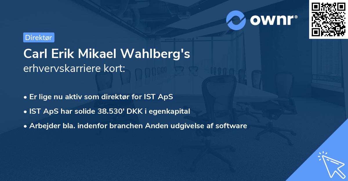 Carl Erik Mikael Wahlberg's erhvervskarriere kort