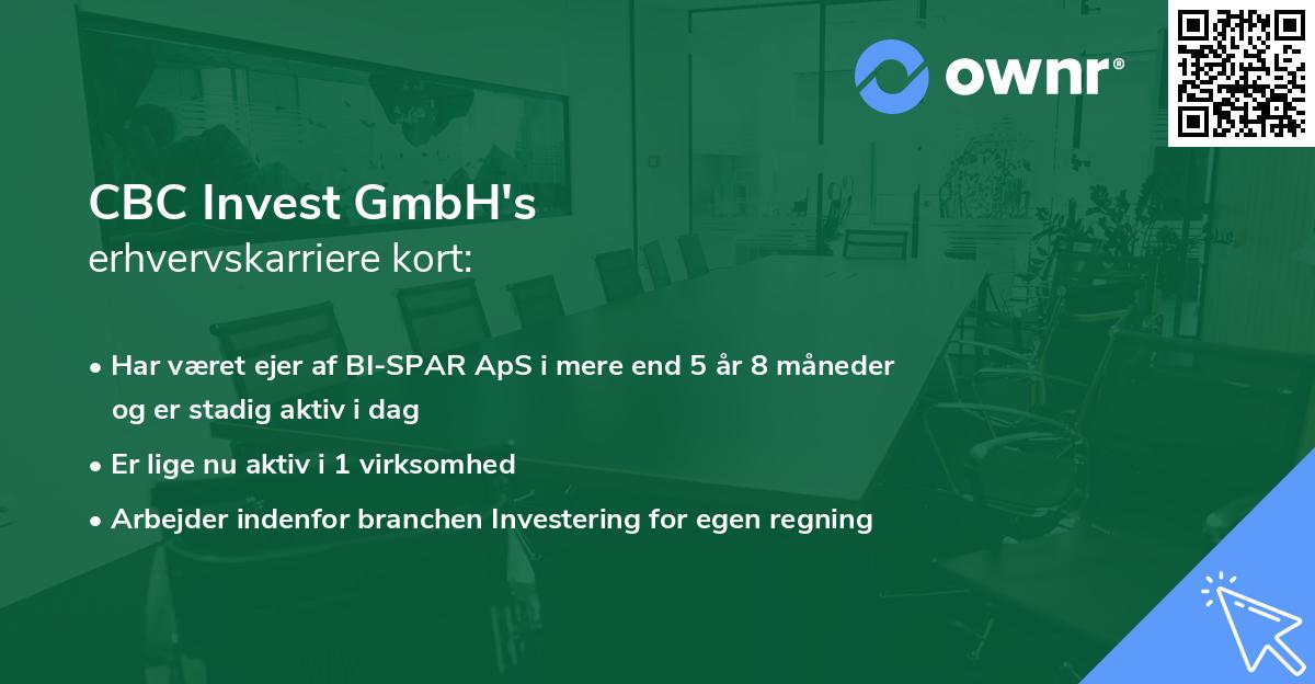 CBC Invest GmbH's erhvervskarriere kort