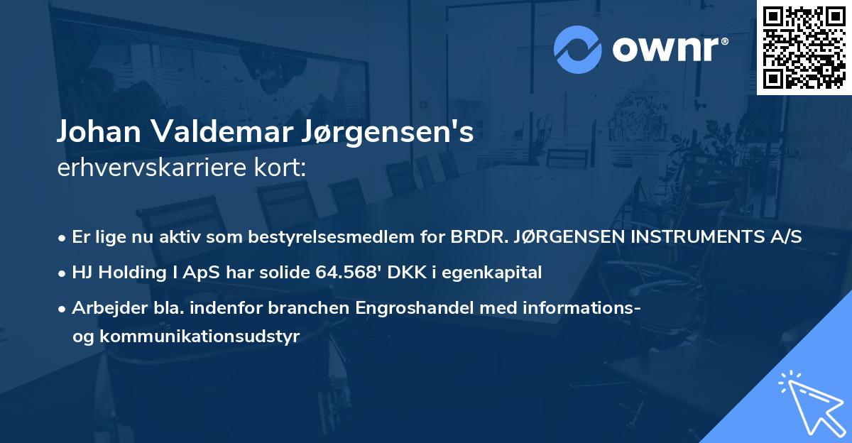 Johan Valdemar Jørgensen's erhvervskarriere kort