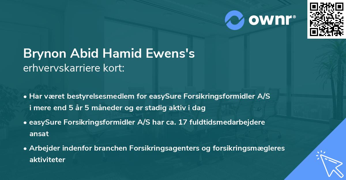 Brynon Abid Hamid Ewens's erhvervskarriere kort