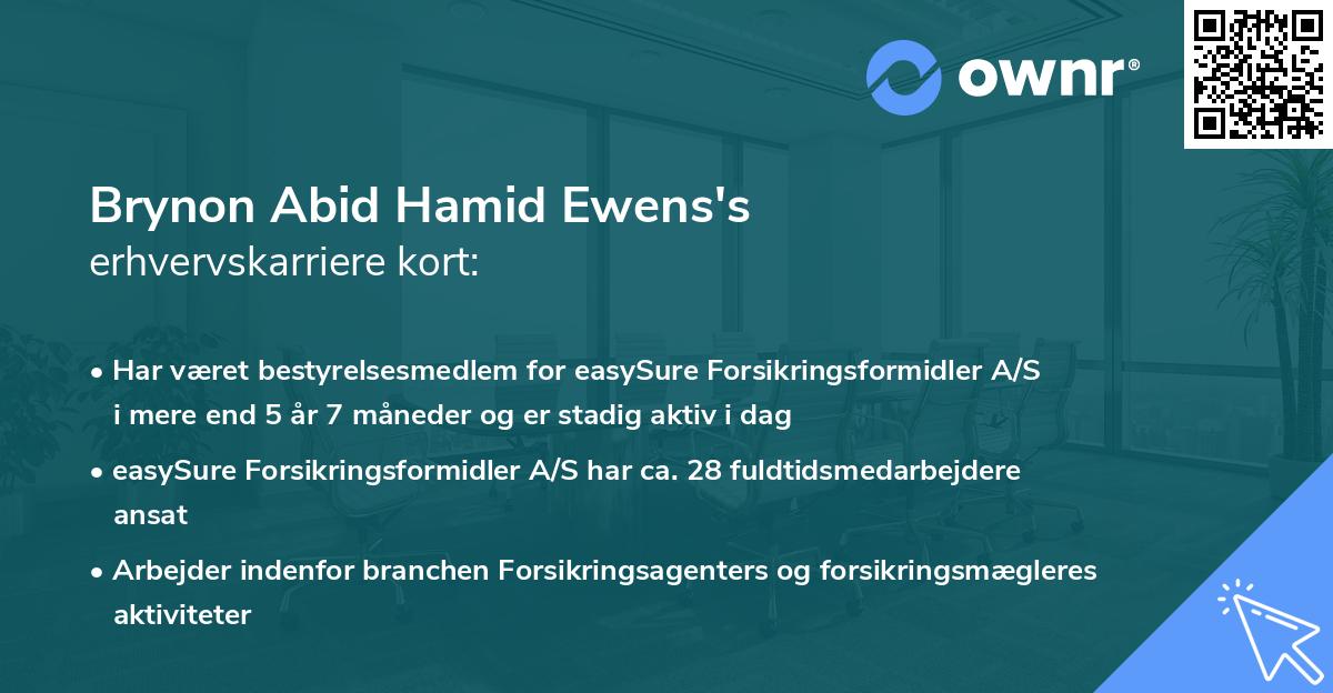 Brynon Abid Hamid Ewens's erhvervskarriere kort