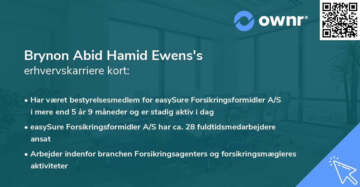 Brynon Abid Hamid Ewens's erhvervskarriere kort