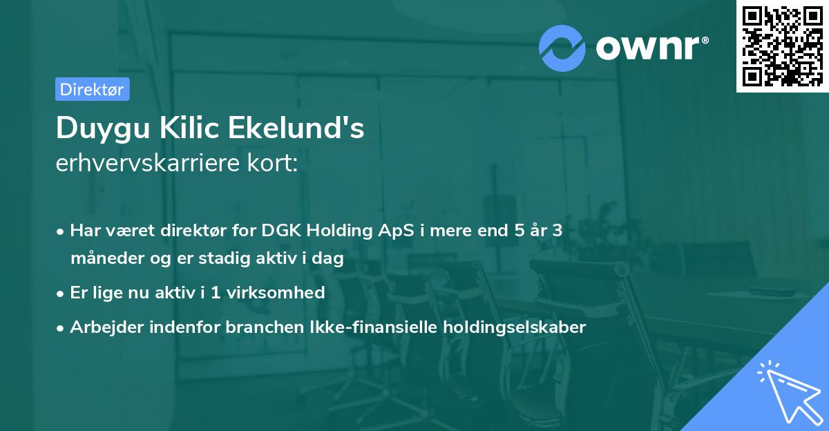 Duygu Kilic Ekelund's erhvervskarriere kort