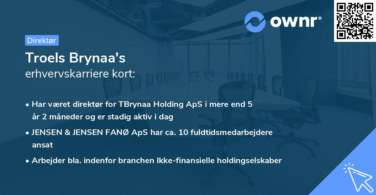 Troels Brynaa's erhvervskarriere kort