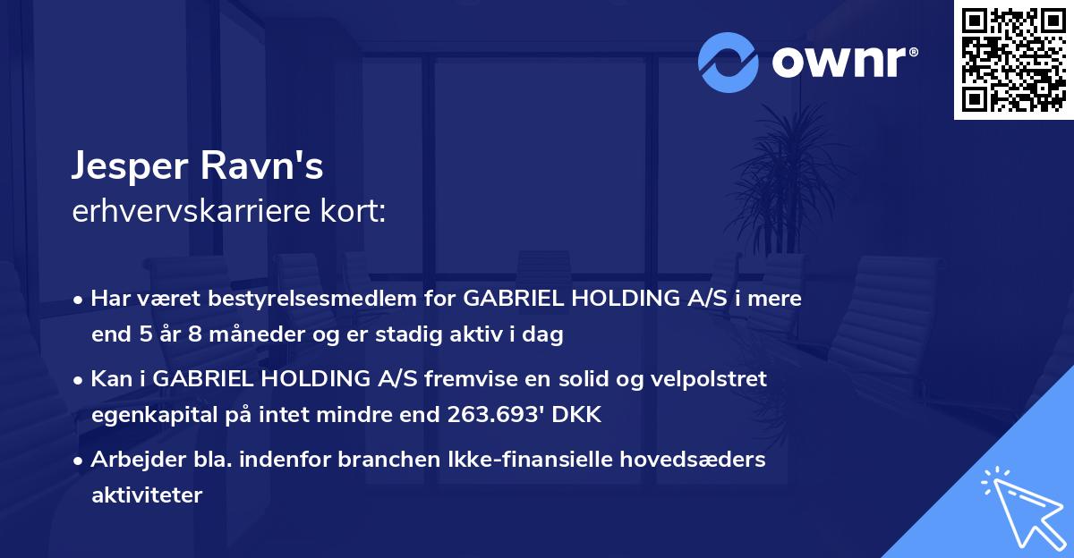 Jesper Ravn's erhvervskarriere kort