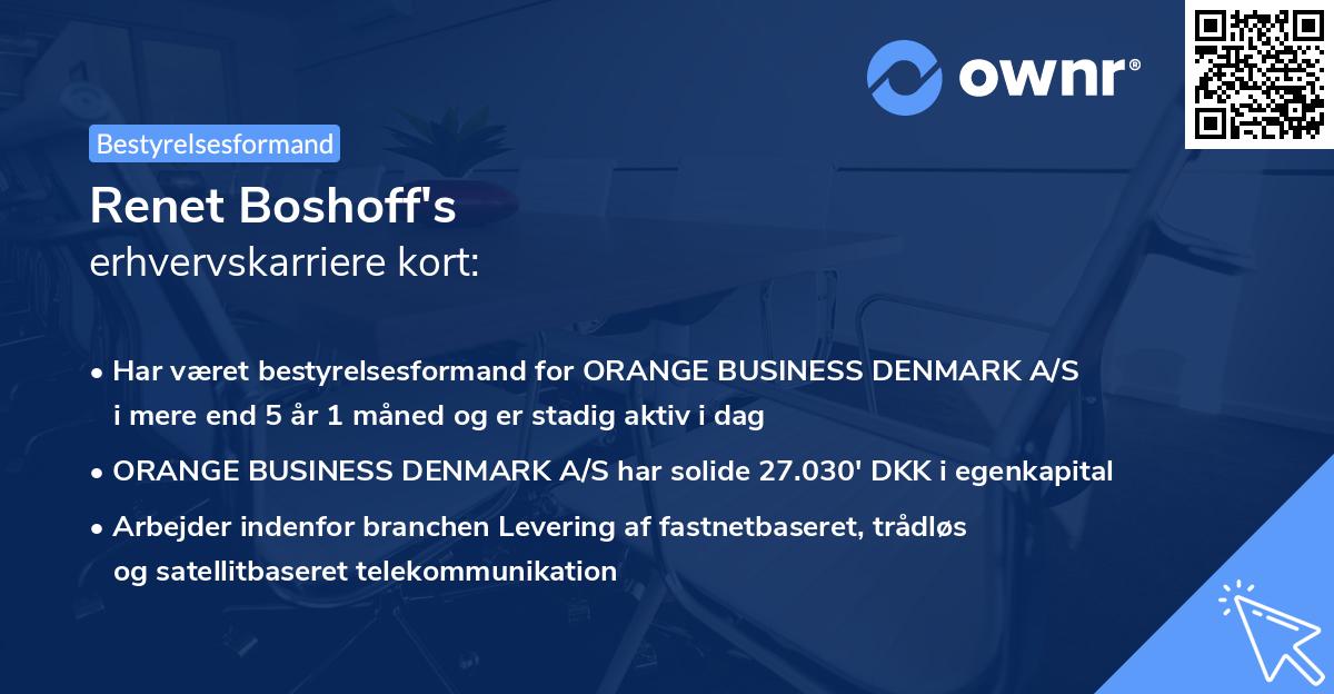 Renet Boshoff's erhvervskarriere kort