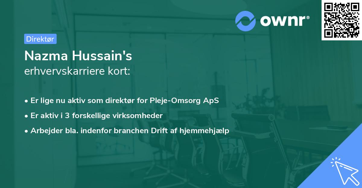 Nazma Hussain's erhvervskarriere kort