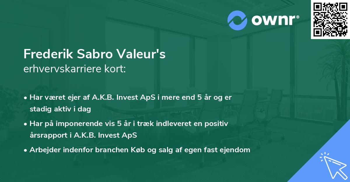 Frederik Sabro Valeur's erhvervskarriere kort