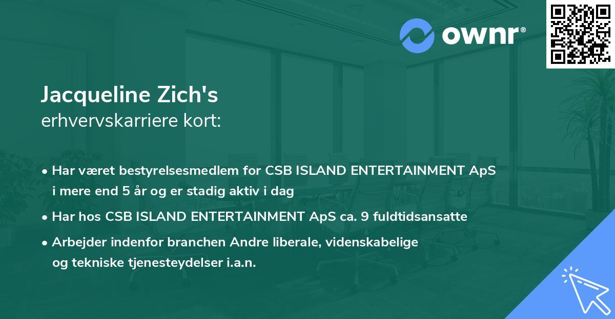 Jacqueline Zich's erhvervskarriere kort