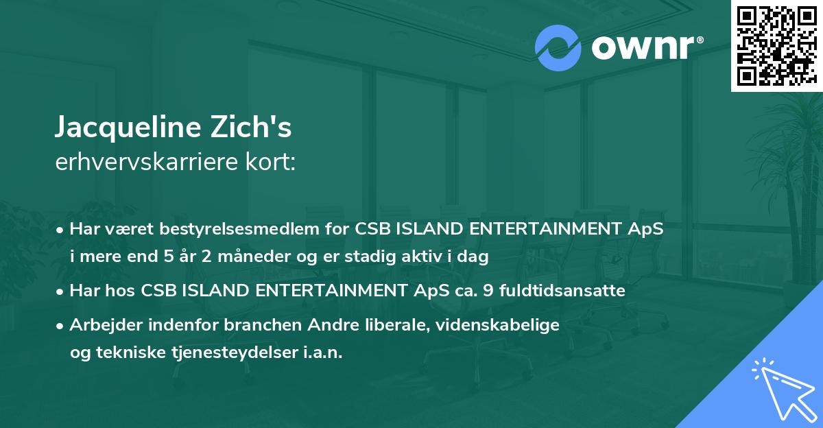 Jacqueline Zich's erhvervskarriere kort