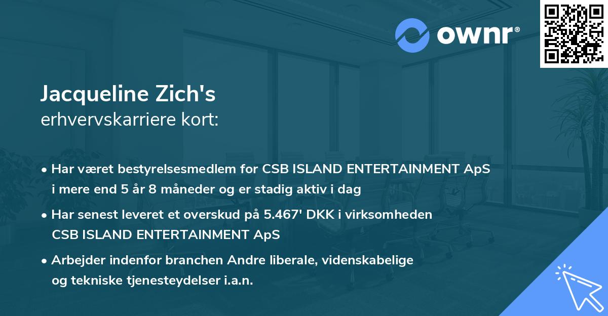 Jacqueline Zich's erhvervskarriere kort