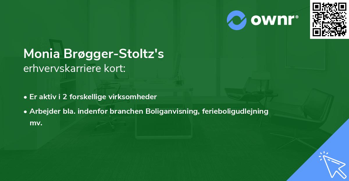 Monia Brøgger-Stoltz's erhvervskarriere kort