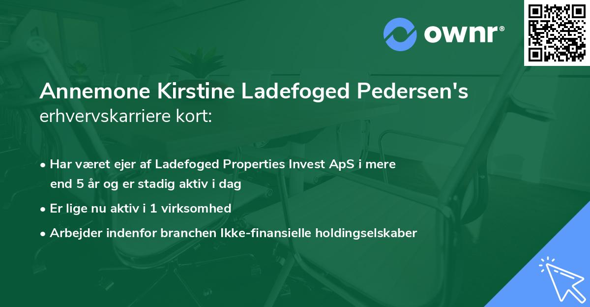 Annemone Kirstine Ladefoged Pedersen's erhvervskarriere kort