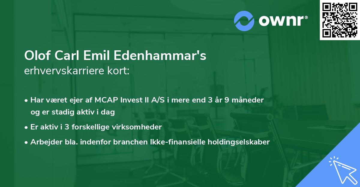 Olof Carl Emil Edenhammar's erhvervskarriere kort