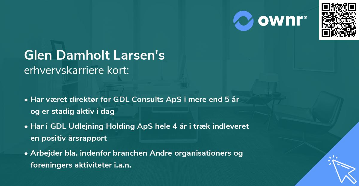 Glen Damholt Larsen's erhvervskarriere kort