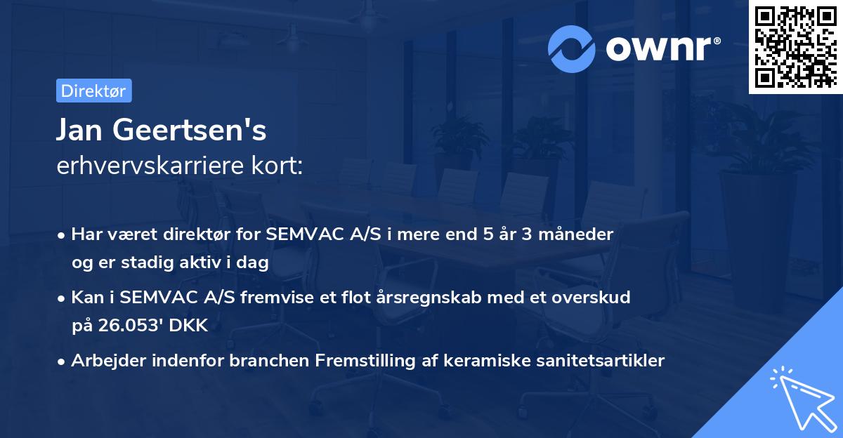 Jan Geertsen's erhvervskarriere kort