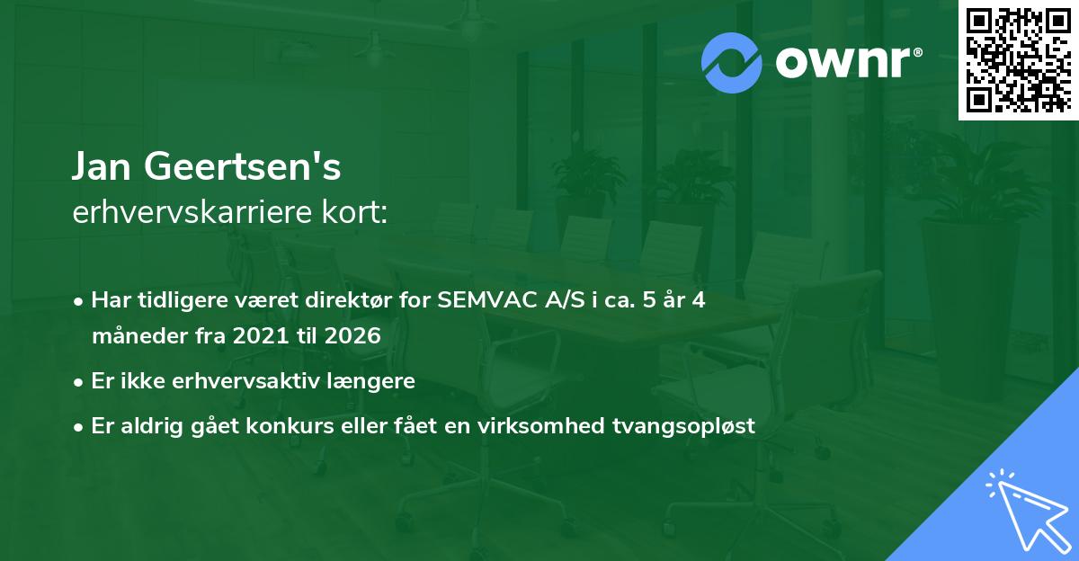 Jan Geertsen's erhvervskarriere kort