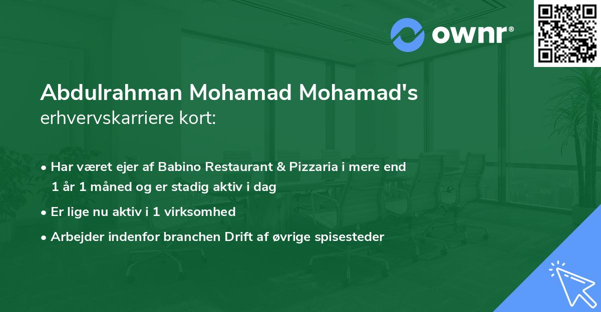 Abdulrahman Mohamad Mohamad's erhvervskarriere kort