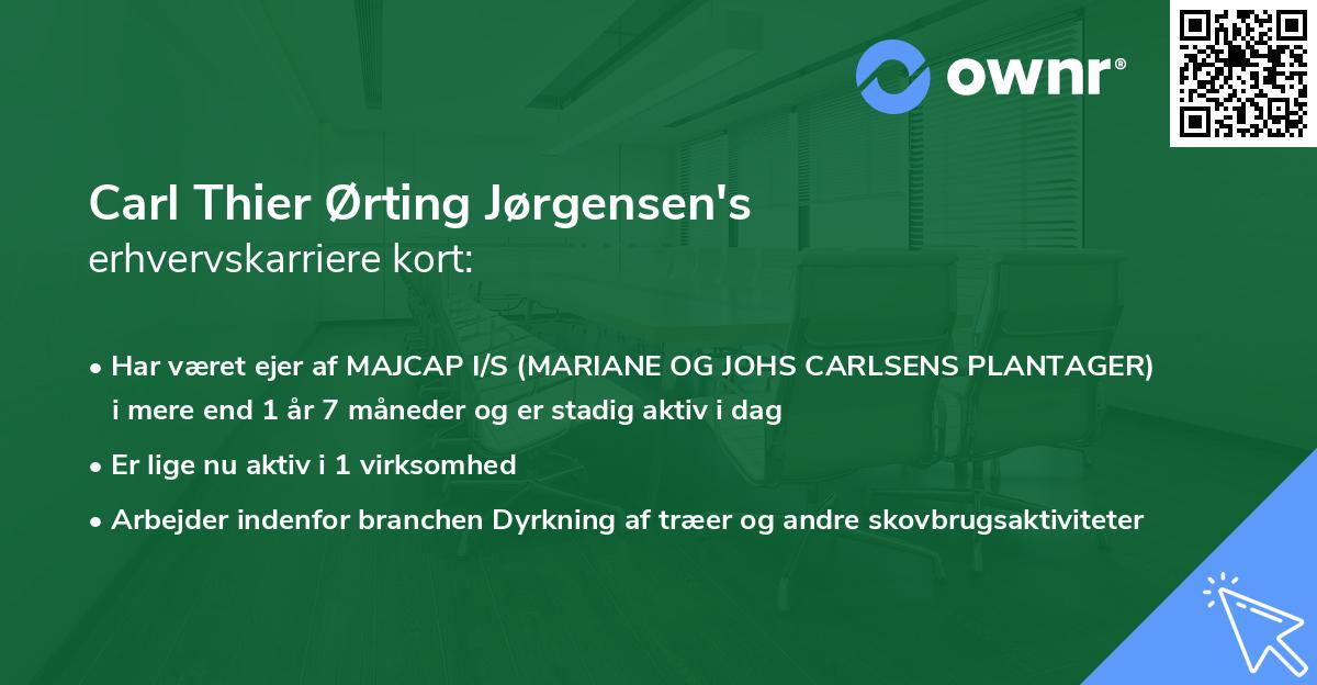 Carl Thier Ørting Jørgensen's erhvervskarriere kort