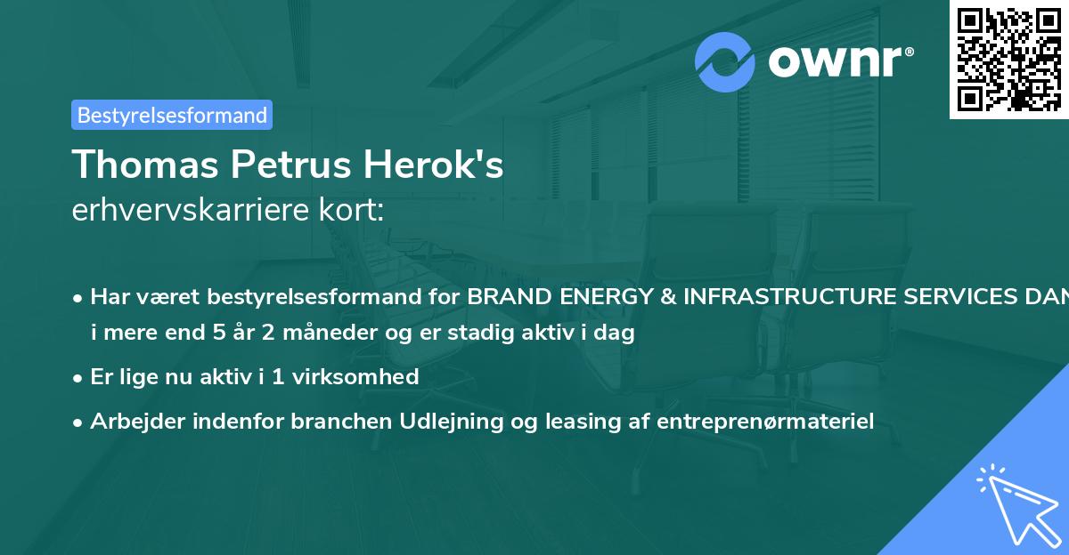 Thomas Petrus Herok's erhvervskarriere kort