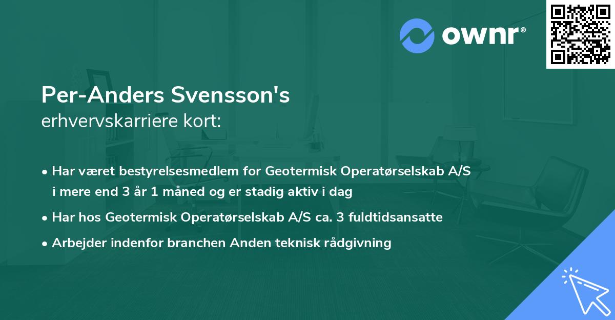 Per-Anders Svensson's erhvervskarriere kort