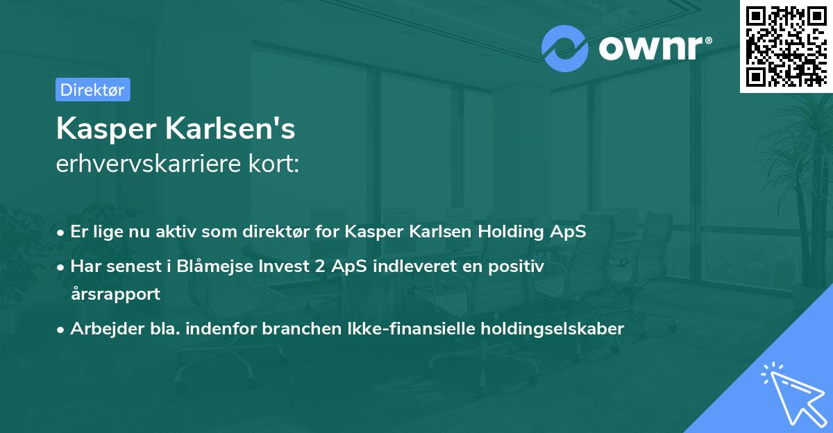 Kasper Karlsen's erhvervskarriere kort