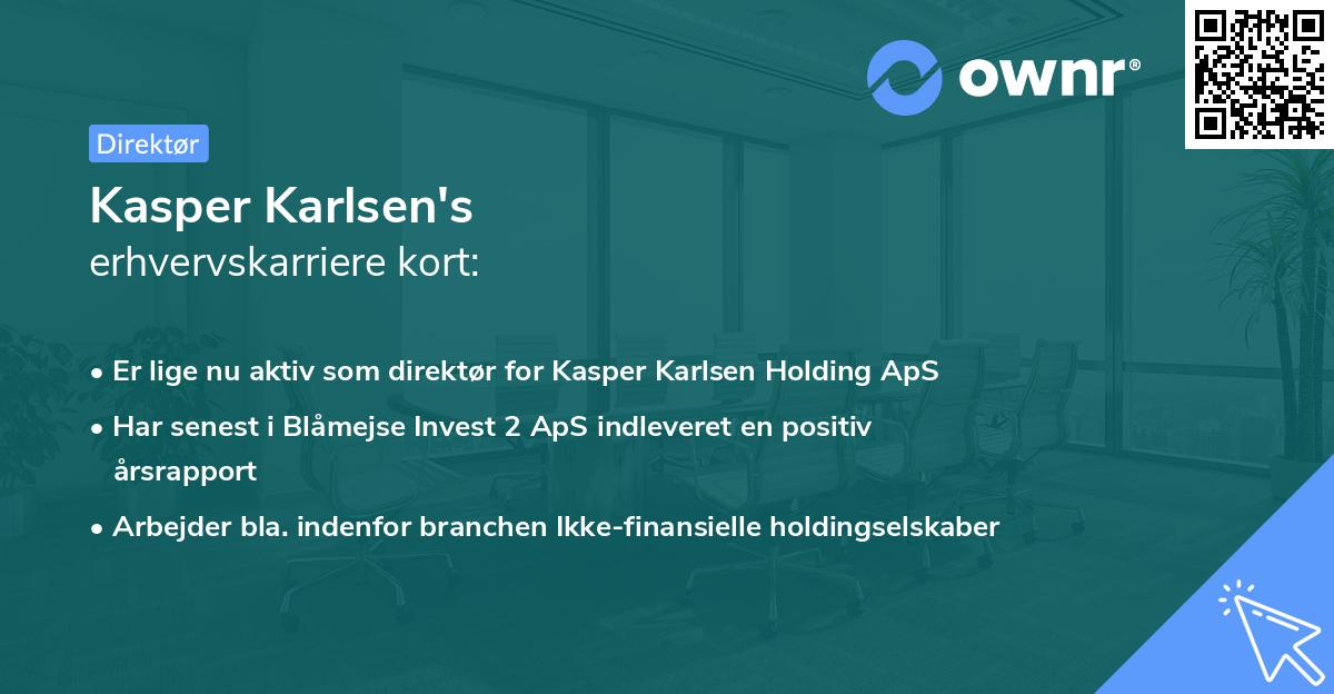 Kasper Karlsen's erhvervskarriere kort