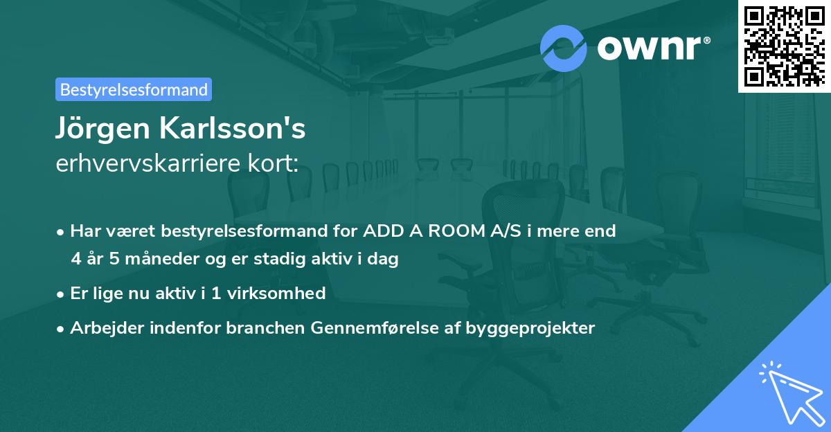 Jörgen Karlsson's erhvervskarriere kort